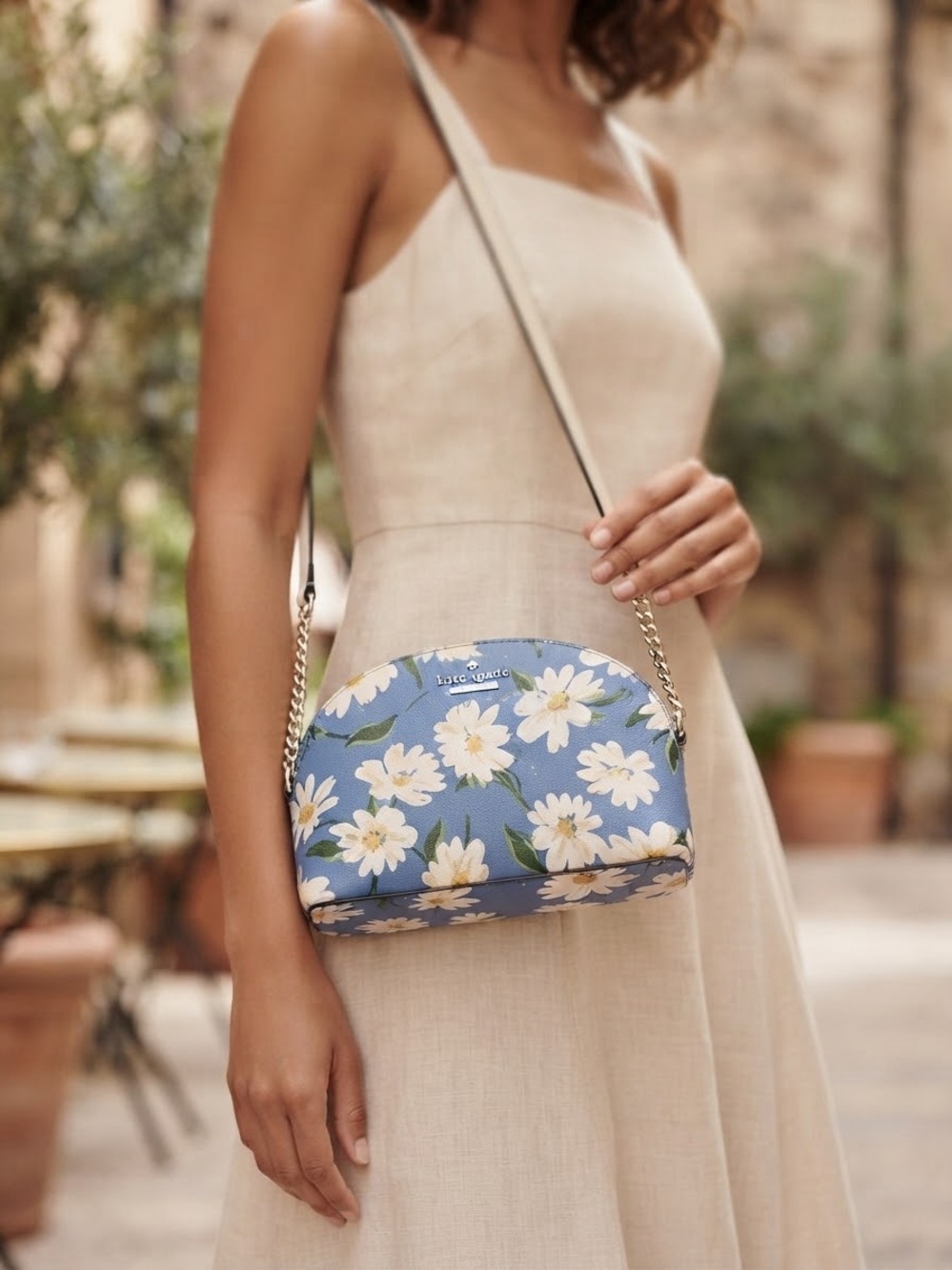 Kate Spade Carey Charming Daisy Dome Crossbody Bag Blue Floral - NWOT